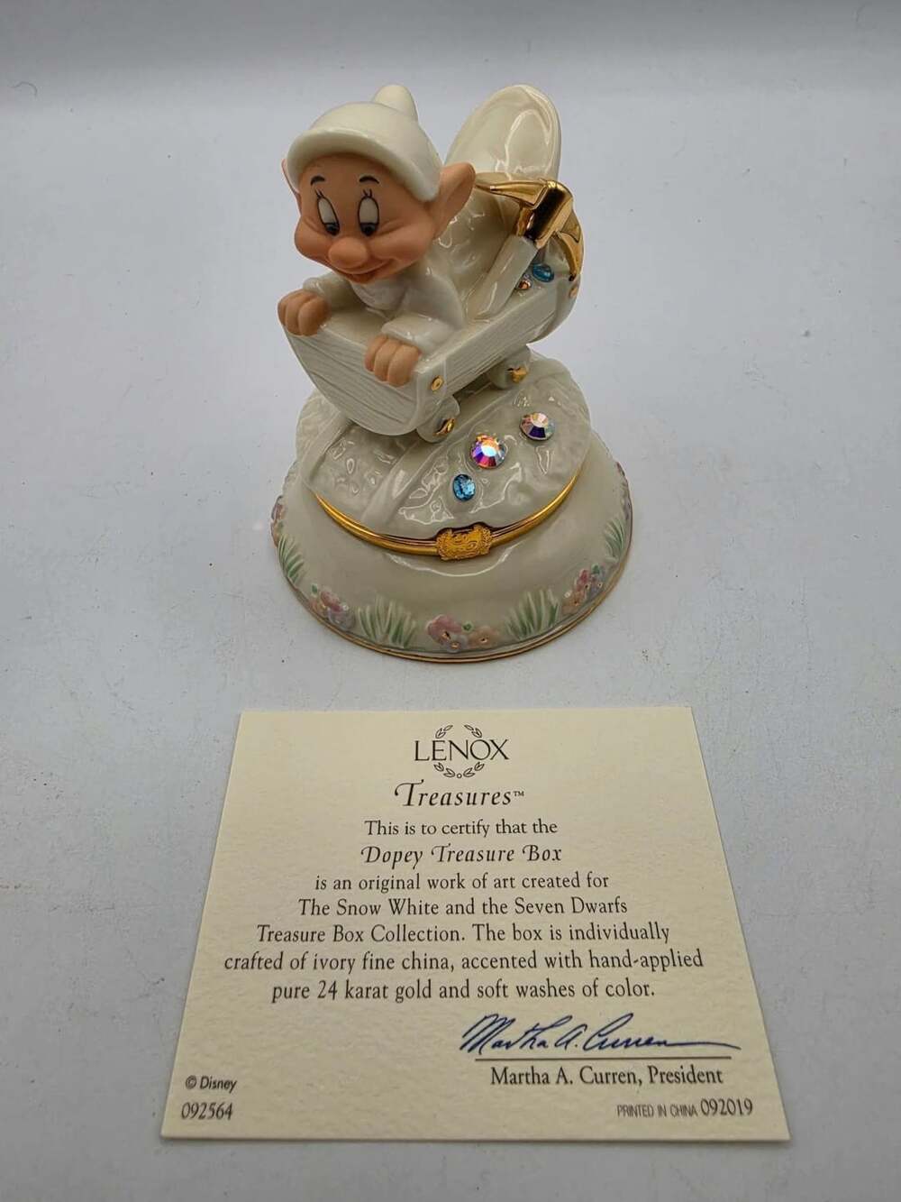 Lenox Disney Dopey Treasure Box Trinket Box With Charm